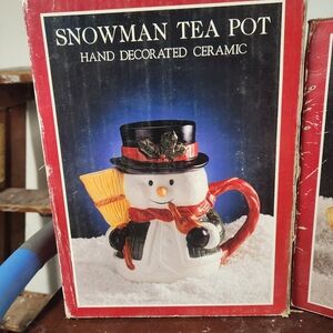 Jc Penney ceramic snowman teapot